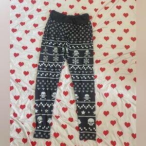ROMWE Black and White Leggings Christmas Goth